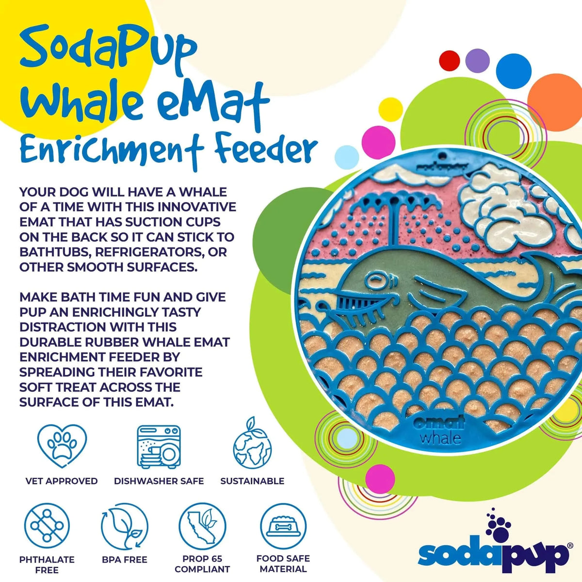SodaPup/True Dogs, LLC Blue Whale E-Mat Whale Design eMat Enrichment Lick Mat With Suction Cups by SodaPup/True Dogs, LLC