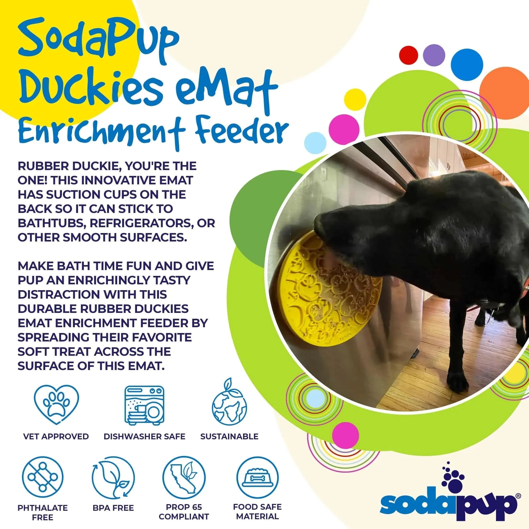 SodaPup/True Dogs, LLC Yellow Duckies E-Mat Duckies Design eMat Enrichment Lick Mat With Suction Cups by SodaPup/True Dogs, LLC