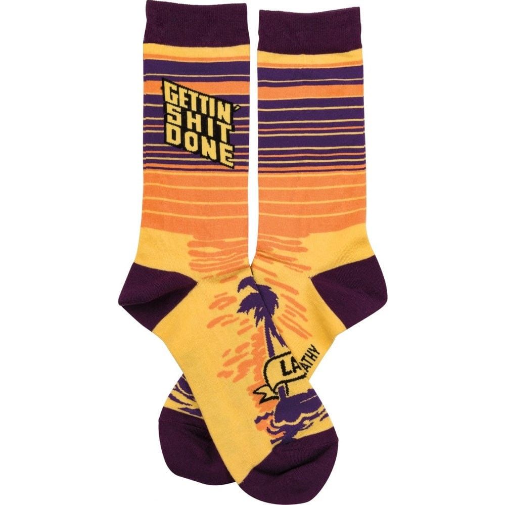 The Bullish Store Gettin&#39; Shit Done Later Socks Colorful Striped Funny Novelty Socks with Cool Design, Bold/Crazy/Unique Specialty Dress Socks by The Bullish Store