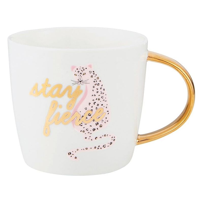 The Bullish Store Stay Fierce Coffee Mug with Gold Lettering | 14 oz | Curved Gold Handle by The Bullish Store