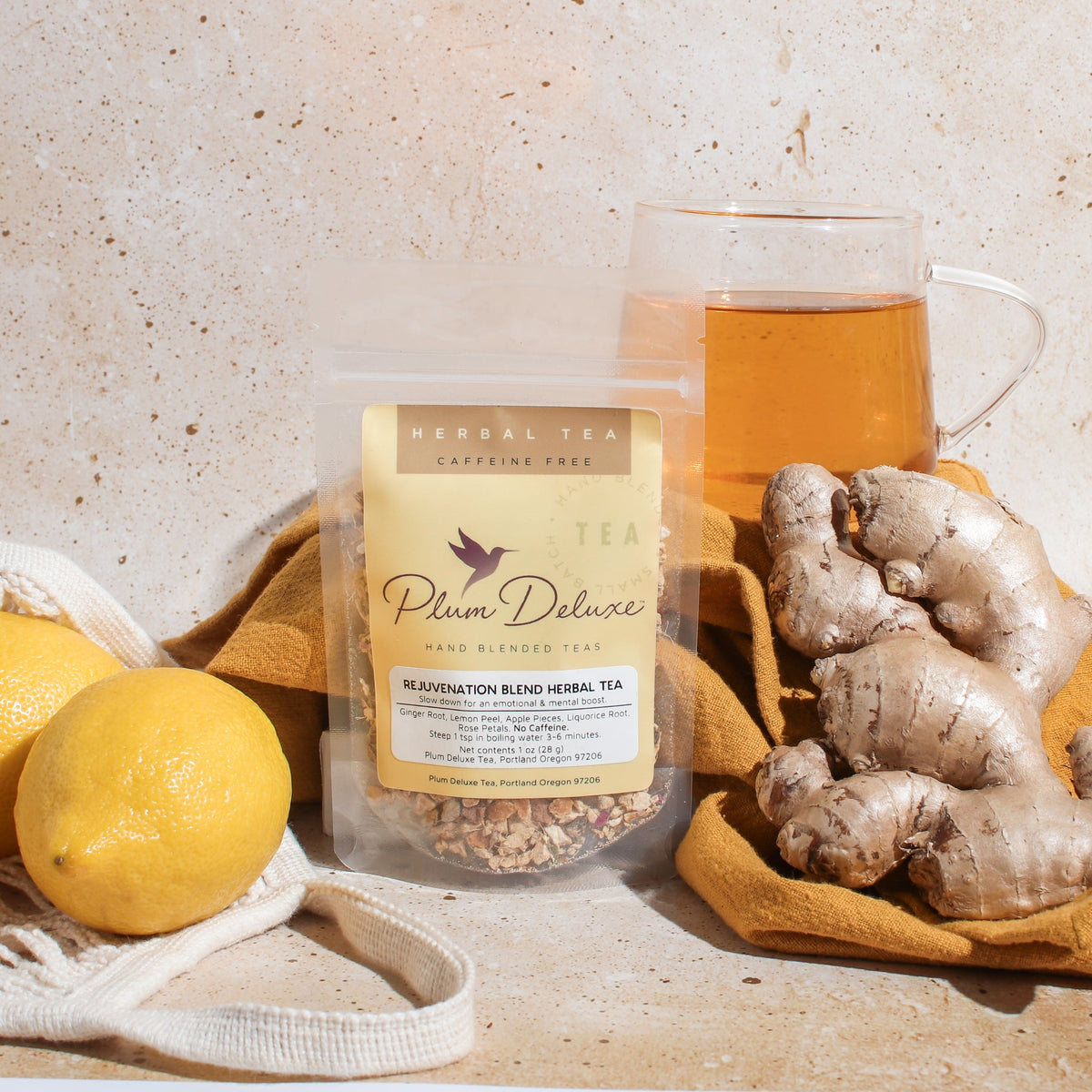 Rejuvenation Blend Herbal Tea (Ginger - Lemon) by Plum Deluxe Tea