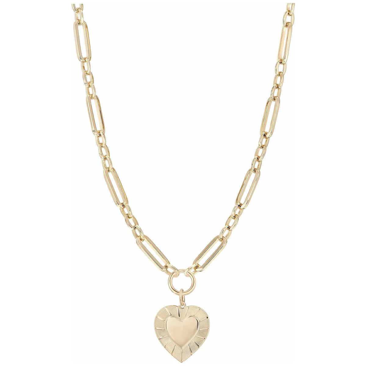 eklexic GOLD Large Multi Link Chain &amp; Heart Pendant Necklace by eklexic