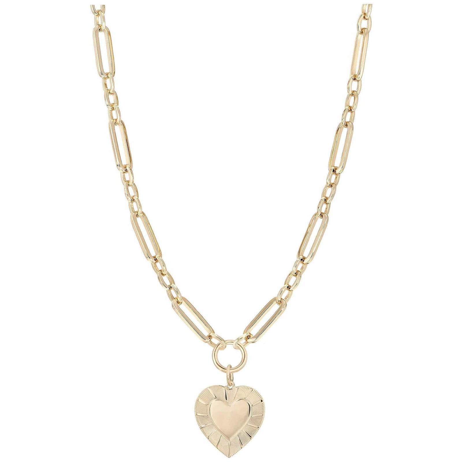 eklexic GOLD Large Multi Link Chain & Heart Pendant Necklace by eklexic