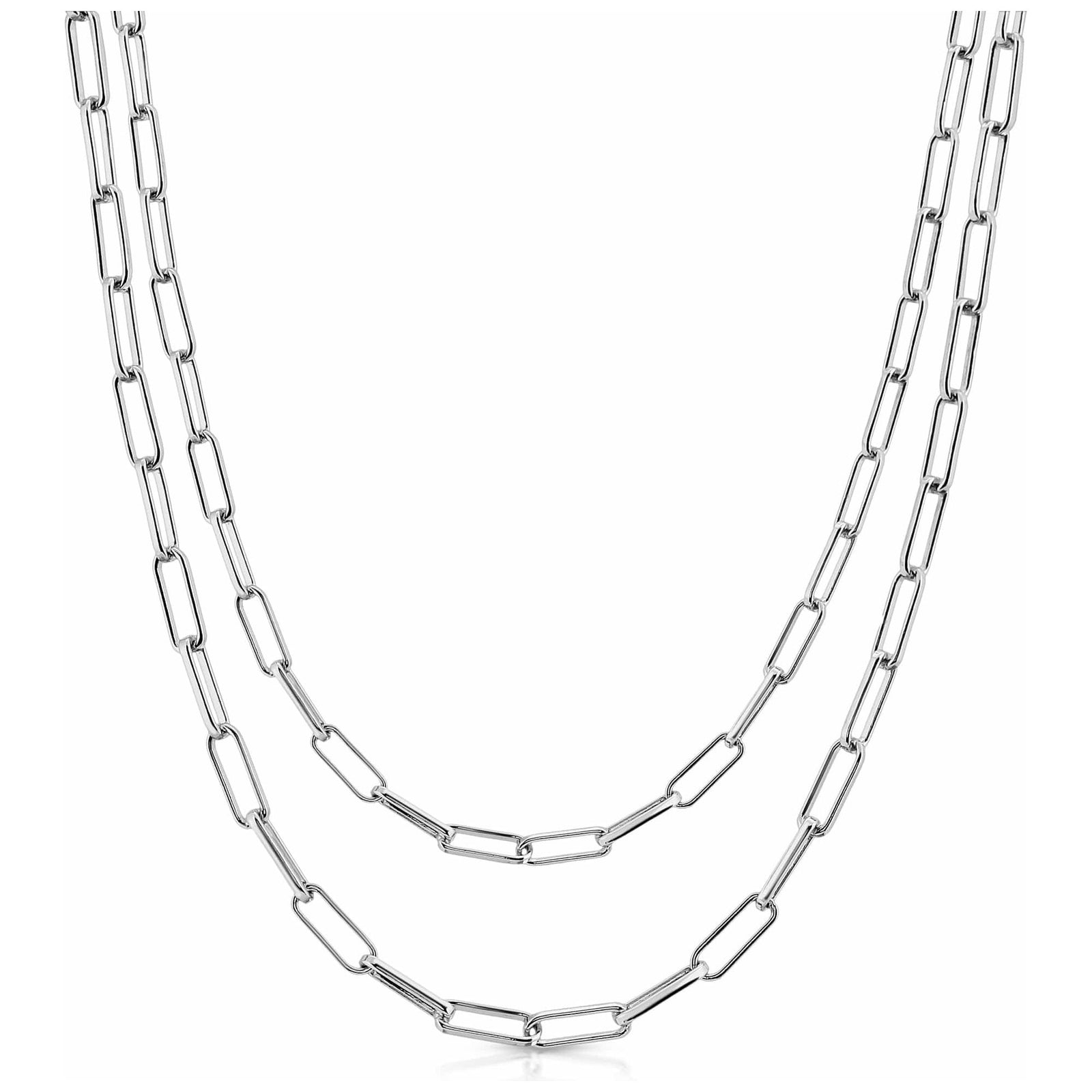eklexic Silver Double Elongated Link Chain Necklace by eklexic