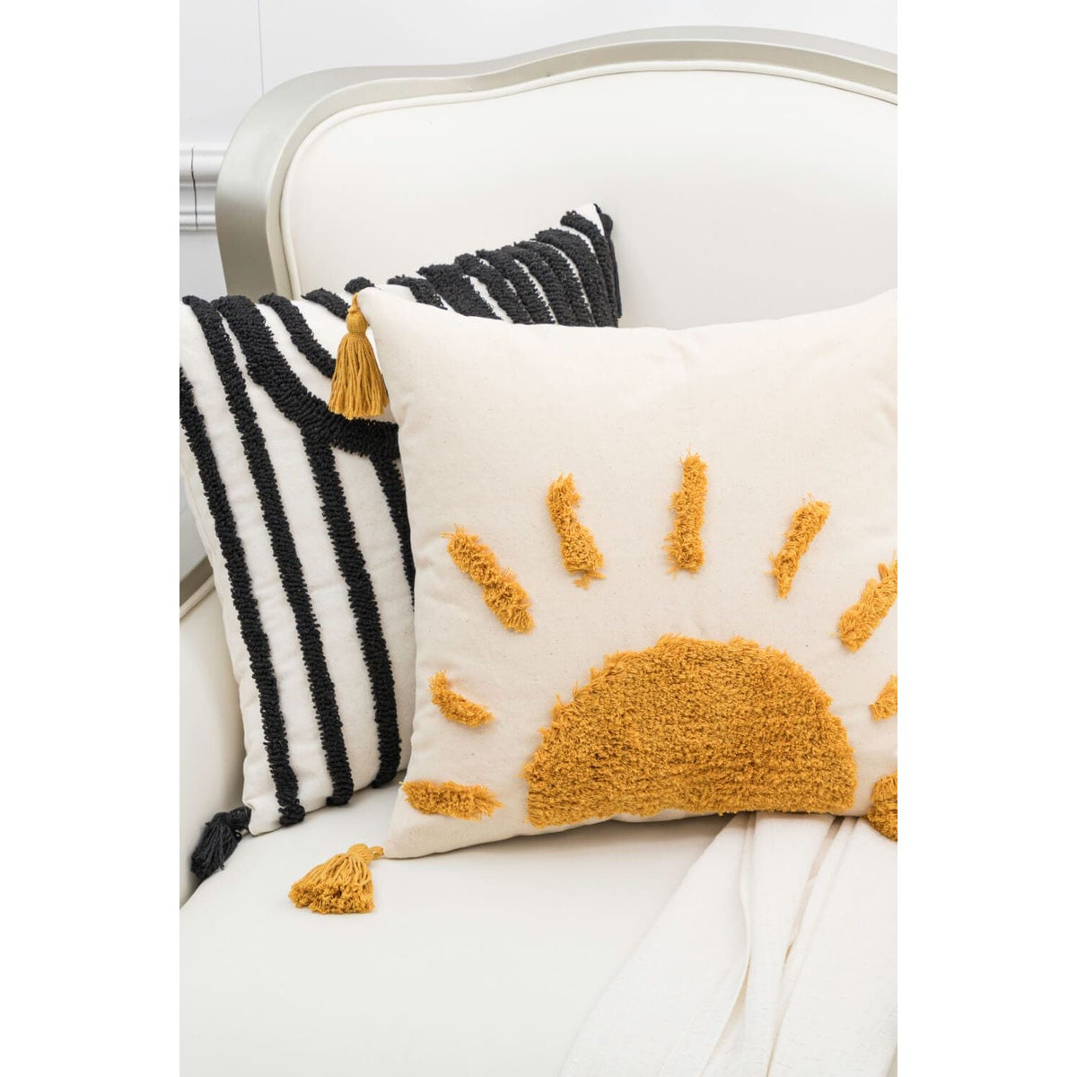 Faz Sun Graphic Tassel Pillow Cover by Faz