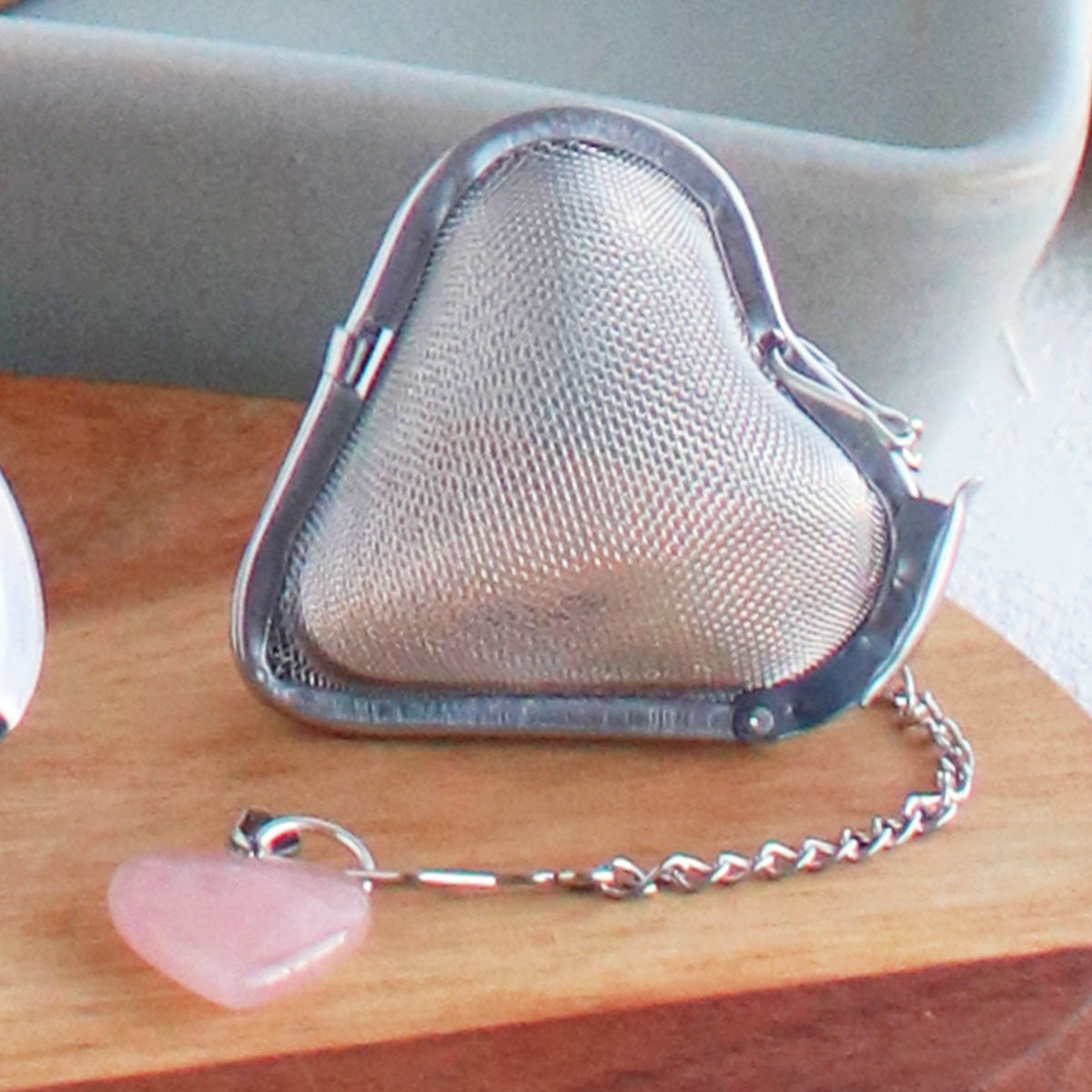 Gemstone Heart Tea Infuser (Rose Quartz - Amethyst) by Plum Deluxe Tea