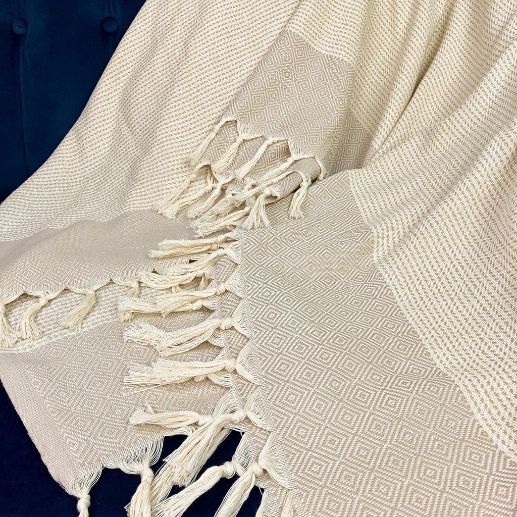 SLATE + SALT Cobalt Diamond Stripe Turkish Throw by SLATE + SALT