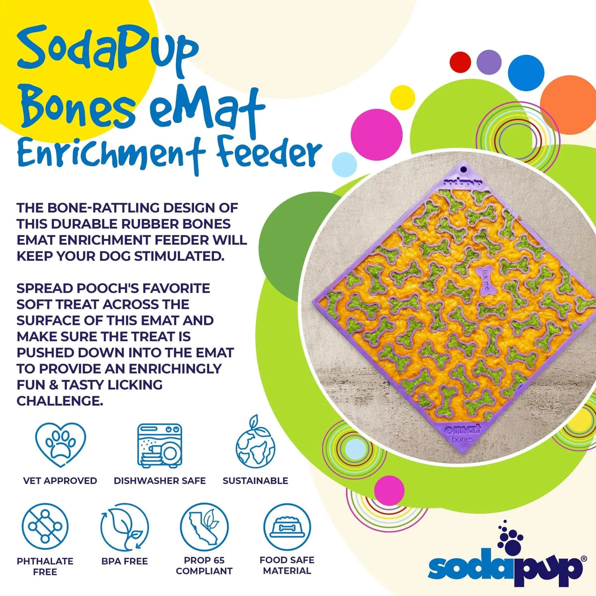 SodaPup/True Dogs, LLC Bones Design eMat Enrichment Lick Mat by SodaPup/True Dogs, LLC
