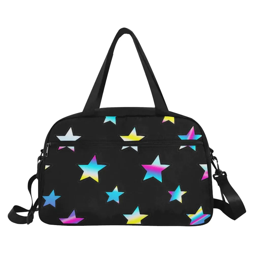 Stardust One Size Rainbow stars Black N White Travel Bag by Stardust