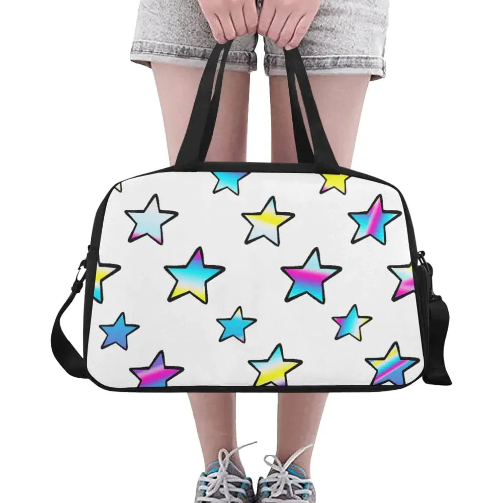 Stardust One Size Rainbow stars Black N White Travel Bag by Stardust