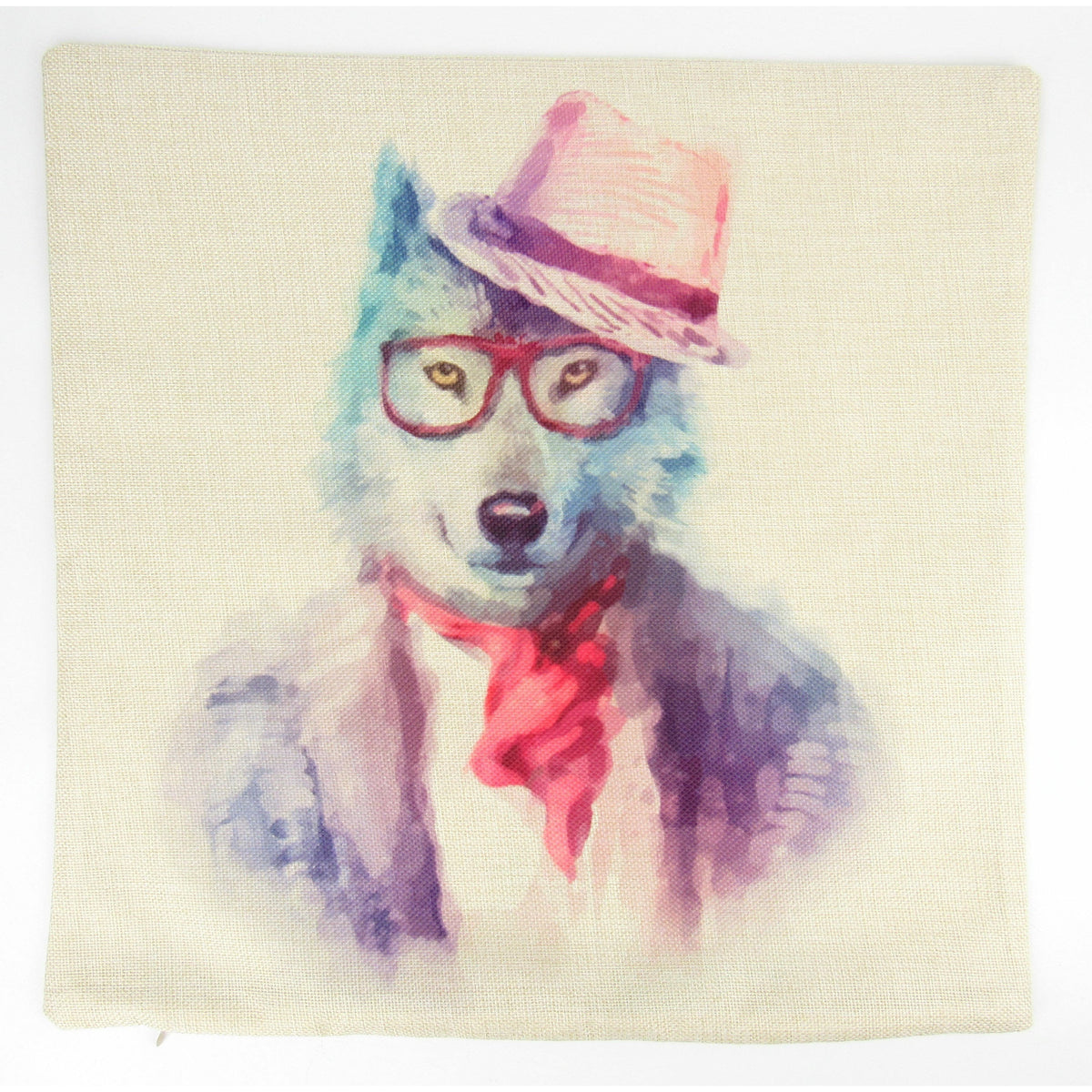 UniikPillows Wolf Hipster | Pillow Cover | Throw Pillow | Home Decor | Animal Print Accent Pillow | Animal Art | Animal Print Decorative Pillow | Gift by UniikPillows
